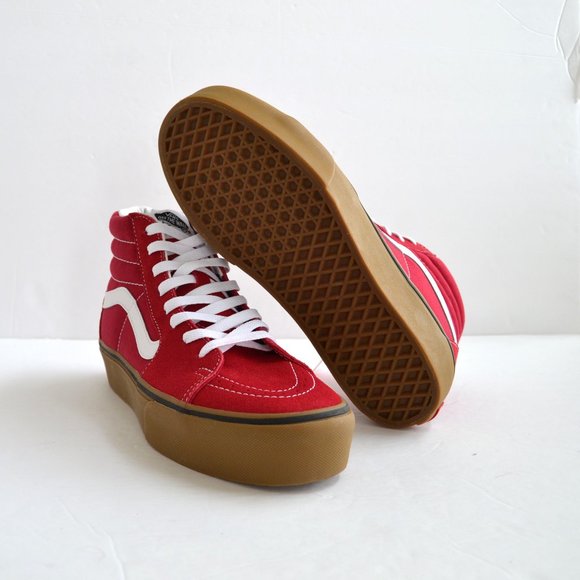 VANS SK8-HI PLATFORM 2 RED TAN SNEAKER SHOES - Picture 6 of 6